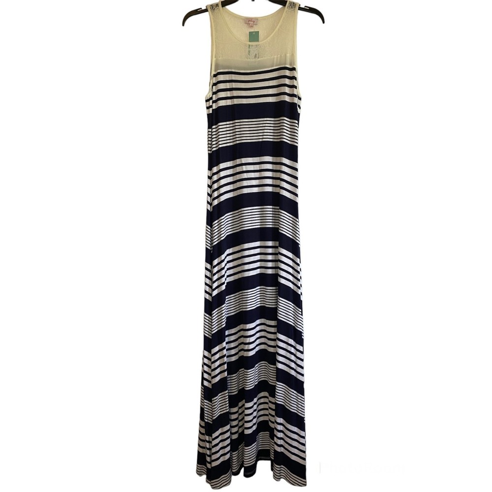 NEW PIXLEY woman's size small S Fiona stitch fix striped lace navy maxi dress